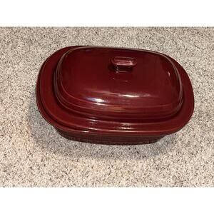 Pampered Chef Rectangular Baker & Lid Cranberry Casserole Dish Red #5122/ 3.1 qt